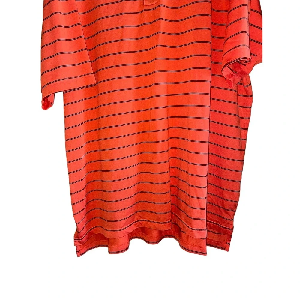 Adidas Climacool Mens Striped Polo Shirt‎ XL Orange Black Golf Casual Active